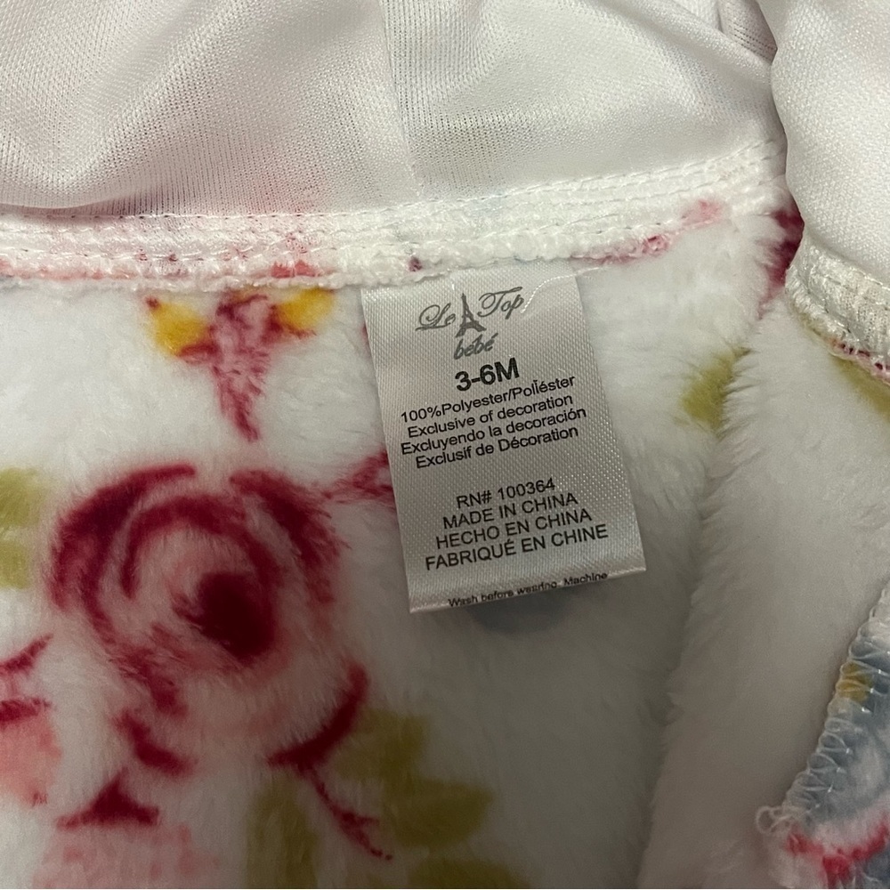 NWT Baby Girl Winter Hooded Footie Pajamas Snow Cozy Sherpa 3-6 Months Zip Up - Picture 5 of 8